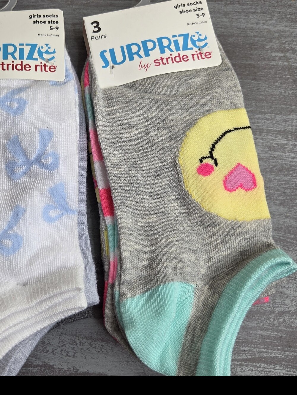 Stride Rite Girls Socks In Colorful Prints - 6 Pairs Size 5-9